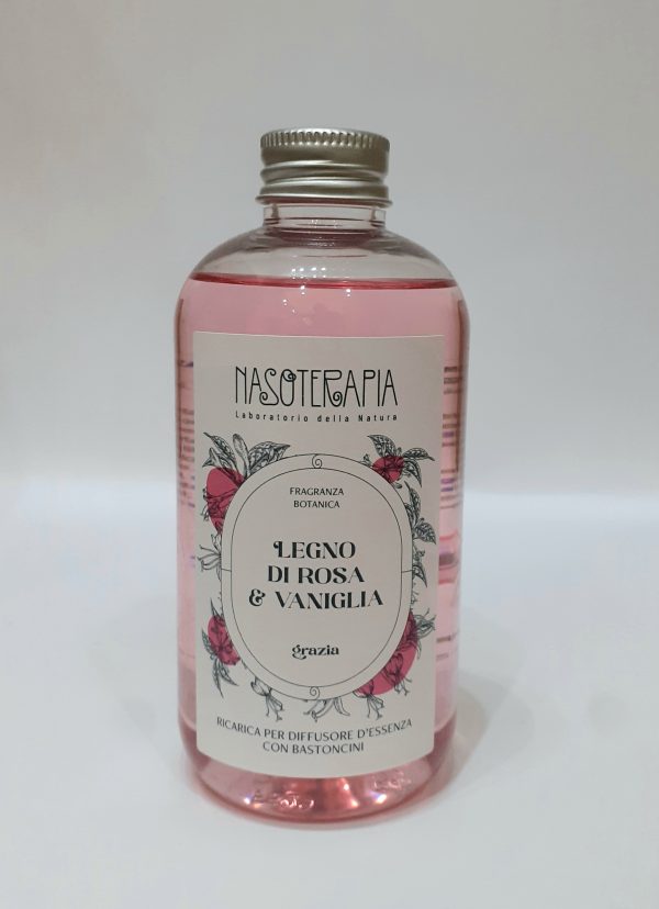 Nasoterapia Ricarica Per Diffusore Bastoncini Legno Di Rosa E Vaniglia 250ml