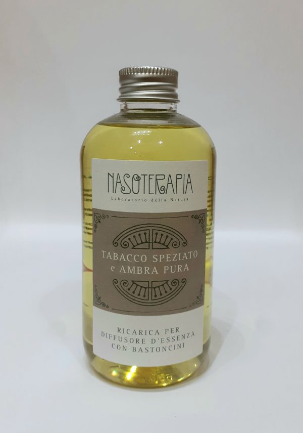 Nasoterapia Ricarica Per Diffusore Bastoncini TABACCO SPEZIATO E AMBRA PURA 250ml