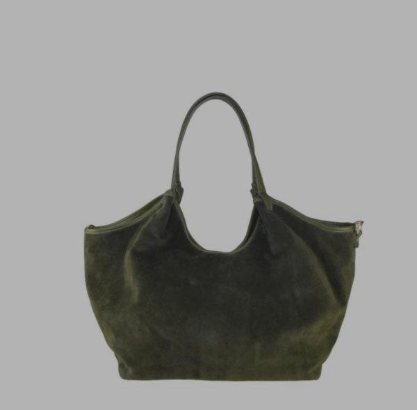 Borsa a spalla in pelle scamosciata