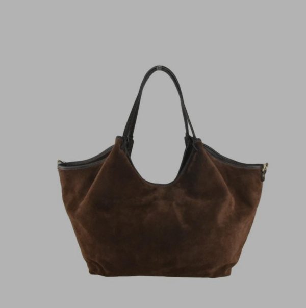 Borsa a spalla in pelle scamosciata