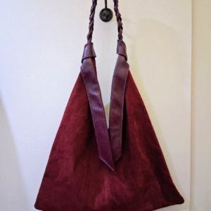 Borsa a spalla in pelle scamosciata