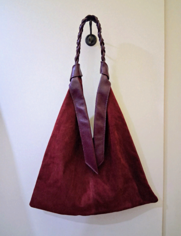 Borsa a spalla in pelle scamosciata